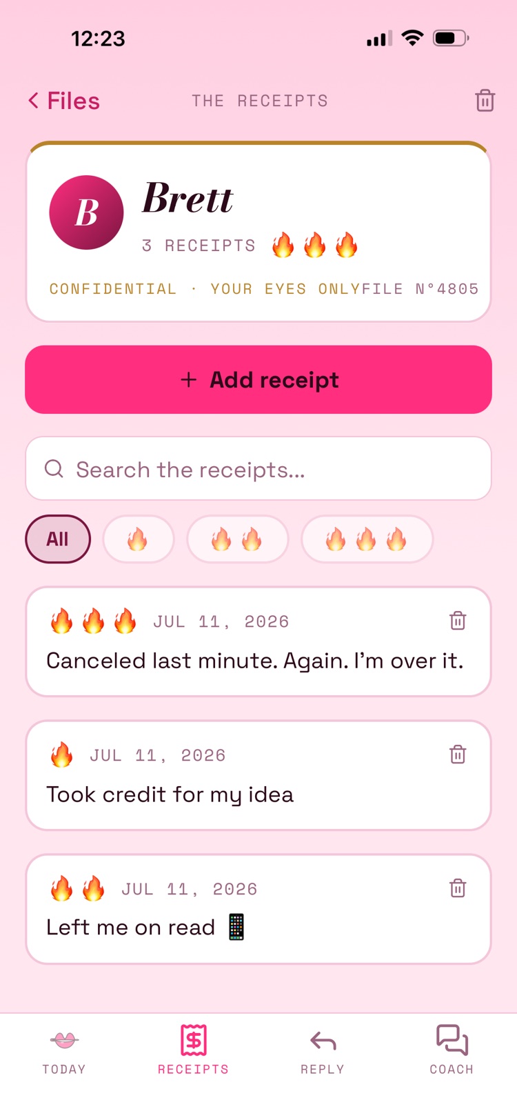 Receipts on demand